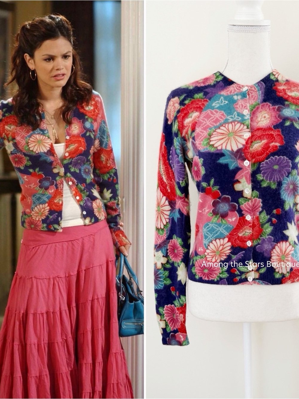 Extremely Rare Y2K Vintage Cashmere Floral Cardigan ASO Summer Roberts in The OC